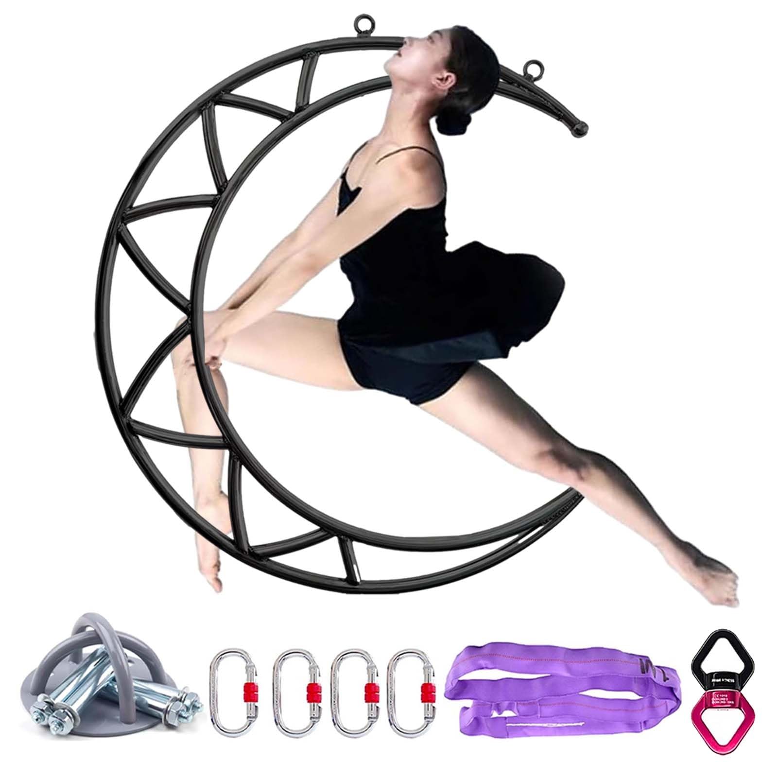 エアリアルヨガ用オレンジストラップ、バーセット、フープダンス用フープ エアリアルヨガ用オレンジストラップ、バーセット、フープダンス